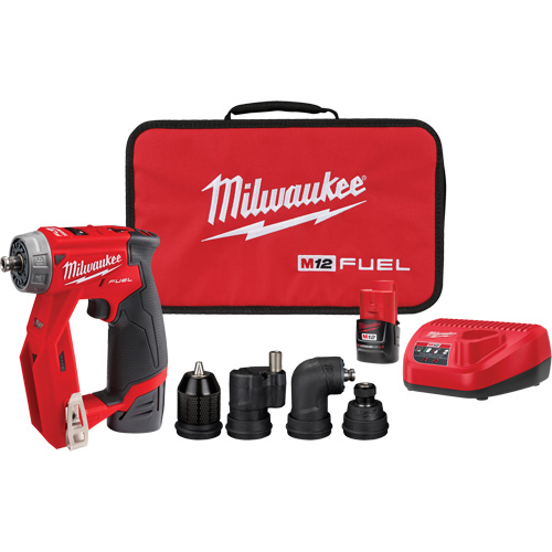Ensemble de perceuse d'installation M12 Fuel, Lithium-ion, 12 V, Mandrin 1/4"/3/8", Couple 300 lb-po Dufferin Supply
