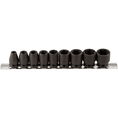 Socket Set, 9 Pcs, Impact, 3/8" Drive Size Dufferin Supply