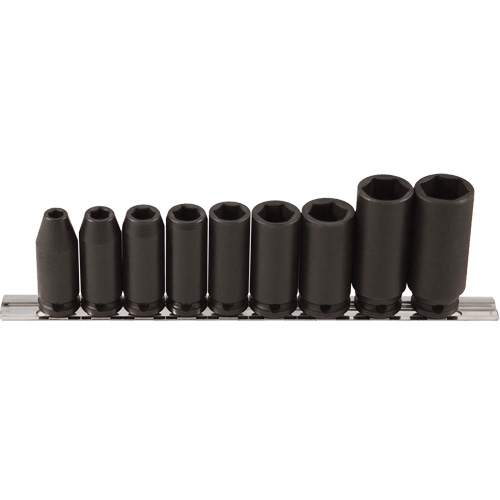 Long Socket Set, 9 Pcs, Impact, 3/8" Drive Size, Deep Dufferin Supply