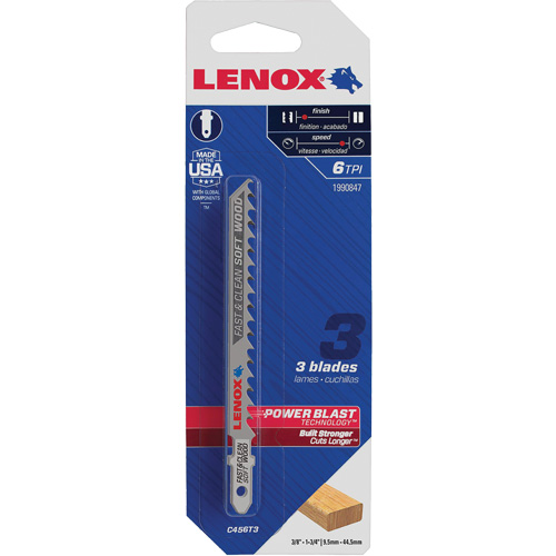 Clean Cutting Wood Jigsaw Blade, Bi-Metal, T-Shank, 4" L, 6 TPI Dufferin Supply