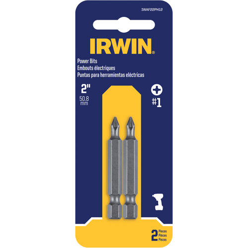 Power Bits, Phillips, #1 Tip, 1/4" Drive Size, 1-15/16" Length Dufferin Supply