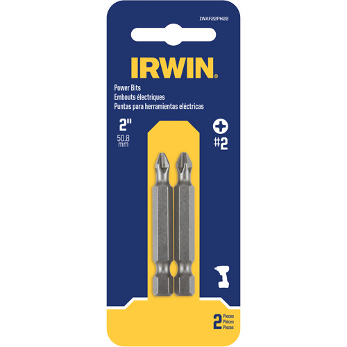 Power Bits, Phillips, #2 Tip, 1/4" Drive Size, 2" Length Dufferin Supply