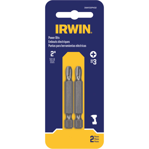 Power Bits, Phillips, #3 Tip, 1/4" Drive Size, 2" Length Dufferin Supply