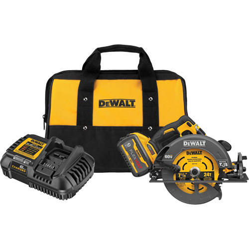 Ensemble de scie circulaire sans balai Flexvolt Max avec frein &eacute;lectrique, 7-1/4", 60 V Dufferin Supply
