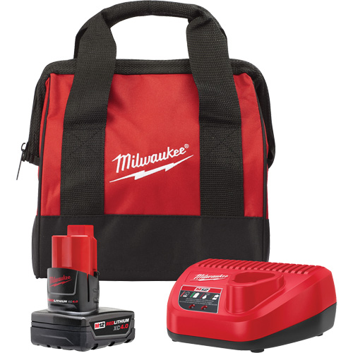 M12 Battery Pack & Charger Starter Kit, Lithium-Ion, 12 V, 4 A Dufferin Supply