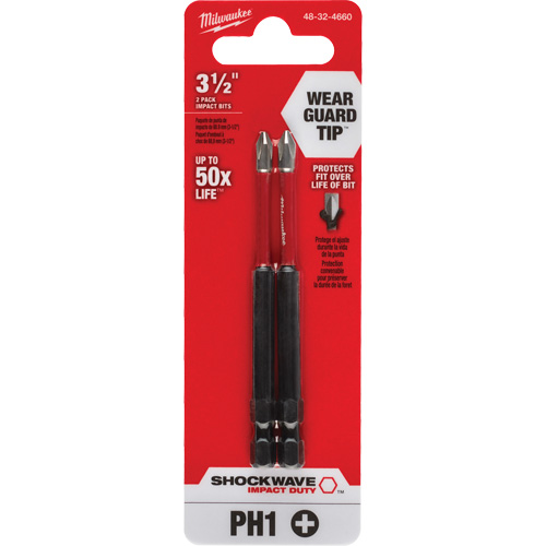 Embout de tournevis Shockwave Impact Duty, Phillips, Embout #1, Prise 1/4", Longueur 3-1/2" Dufferin Supply