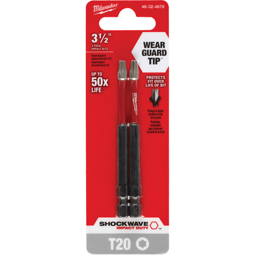 Embout de tournevis Shockwave Impact Duty, Torx, Embout T-20, Prise 1/4", Longueur 3-1/2" Dufferin Supply