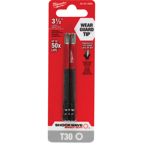 Embout de tournevis Shockwave Impact Duty, Torx, Embout T-30, Prise 1/4", Longueur 3-1/2" Dufferin Supply