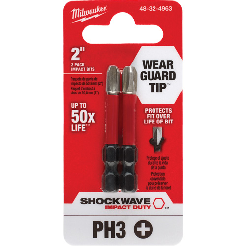 Shockwave Impact Duty Screwdriver Bit, Phillips, #3, 1/4" Drive Dufferin Supply