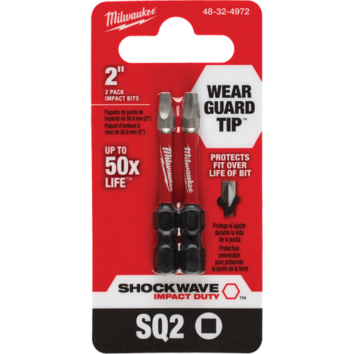 Embout de tournevis Shockwave Impact Duty, Carr&eacute;e, #2, Prise 1/4" Dufferin Supply