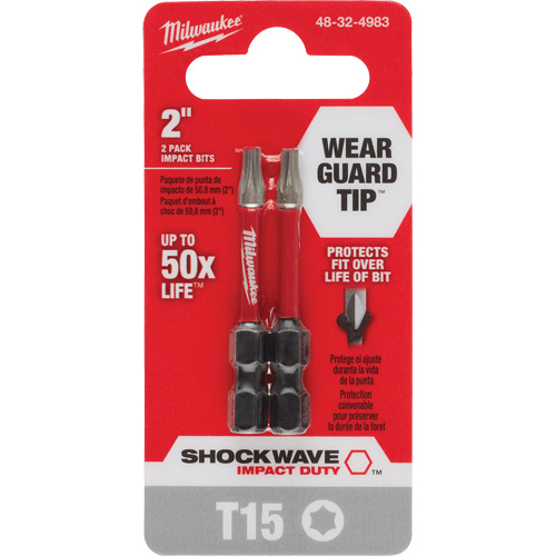 Shockwave Impact Duty Screwdriver Bit, Torx, T-15, 1/4" Drive Dufferin Supply