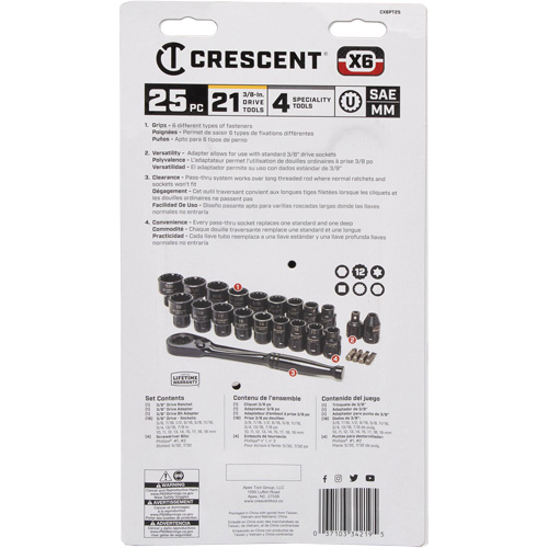 Mechanic's Tool Set, 25 Pcs, 3/8" Drive Size Dufferin Supply