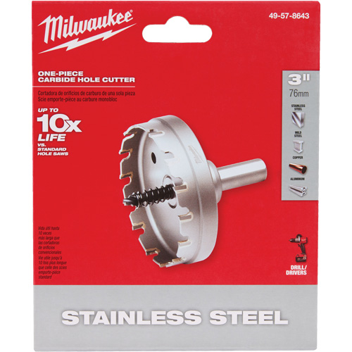One-Piece Carbide Hole Cutters, 3", 3/16" Depth of Cut Dufferin Supply