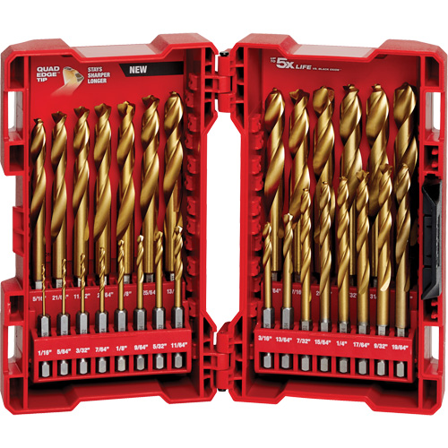 Jeu de forets Shockwave Red Helix, 29 morceaux, Titane Dufferin Supply