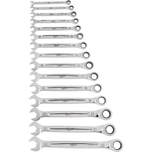 Ratcheting Wrench Set, Combination, 15 Pieces, Metric Dufferin Supply