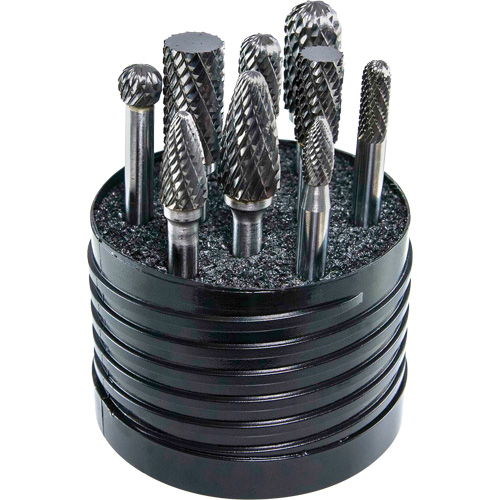 Drillco&reg; Magnum SET 1 Solid Carbide Single Cut Burr Set, 8 Pieces Dufferin Supply