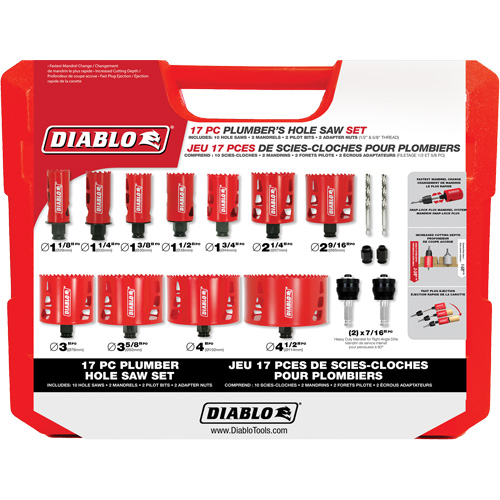 Plumber's Bi-Metal Hole Saw Set, 17 Pieces Dufferin Supply