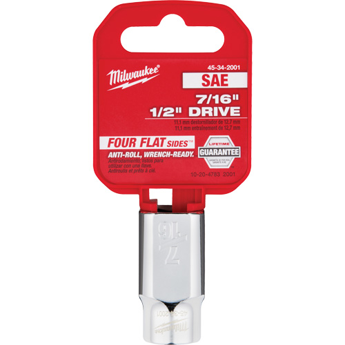 SAE Socket with Four Flat Sides, 7/16", 1/2" Drive, 6 Points Dufferin Supply