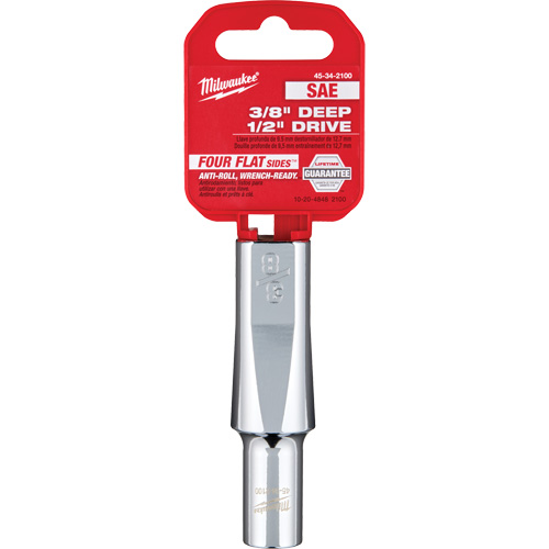 SAE Socket with Four Flat Sides, 3/8", 1/2" Drive, 6 Points, Deep Dufferin Supply