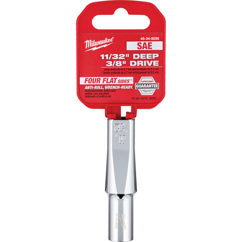 SAE Socket with Four Flat Sides, 11/32", 3/8" Drive, 6 Points, Deep Dufferin Supply