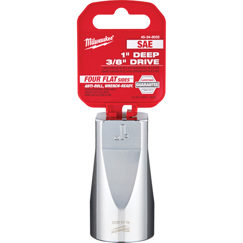 SAE Socket with Four Flat Sides, 1", 3/8" Drive, 6 Points, Deep Dufferin Supply