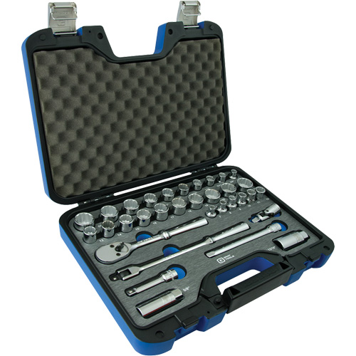 12 Point SAE & Metric Socket Attachment Set, 33 Pcs, 3/8" Drive Size Dufferin Supply
