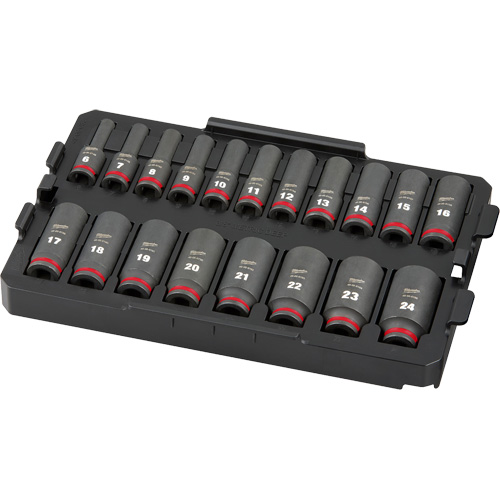 Shockwave Impact Duty Packout Socket Set, 19 Pcs, Impact, 3/8" Drive Size, Deep Dufferin Supply