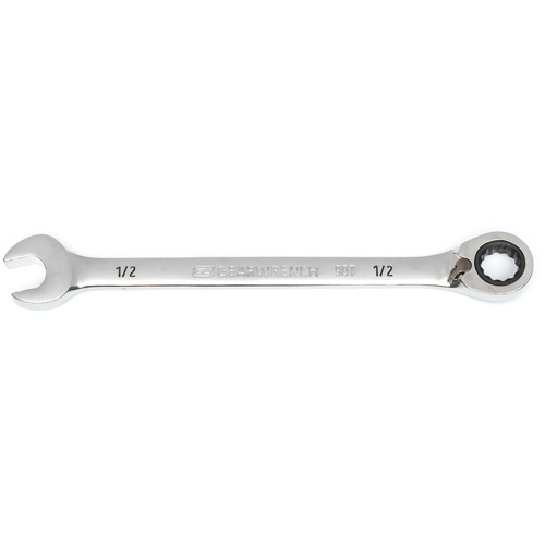 90-Tooth Reversible Ratcheting Wrench, 12 Point, 1/2", Chrome/Polished Finish Dufferin Supply
