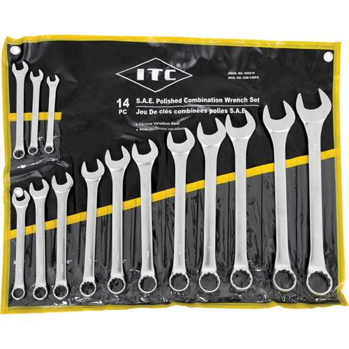 ICW-14PS Polished Wrench Set, Combination, 14 Pieces, Imperial Dufferin Supply