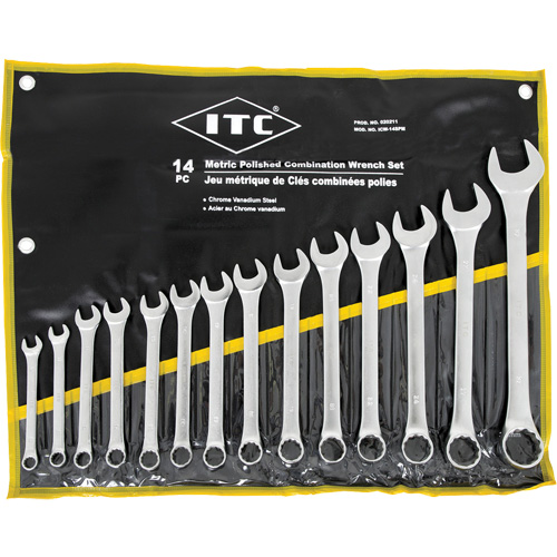 ICW-14PM Polished Wrench Set, Combination, 14 Pieces, Metric Dufferin Supply