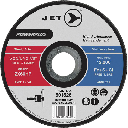 ZX46HP PowerPlus Cut-Off Wheel, 7" x 1/16", 7/8" Arbor, Type 1, 8500 RPM Dufferin Supply
