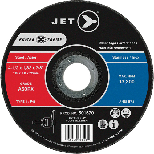 Meule &agrave; tronçonner Power-Xtreme A60PX, 4-1/2" x 1/32", Arbre de 7/8", Type 1, 13 300 Tr/min Dufferin Supply
