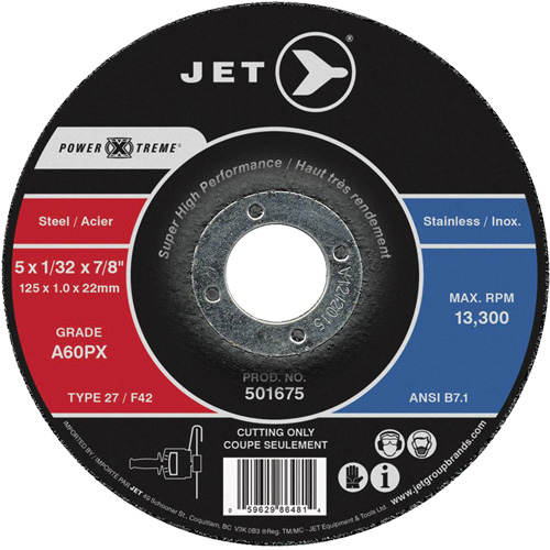 Meule &agrave; tronçonner Power-Xtreme A60PX, 6" x 3/64", Arbre de 7/8", Type 27, 10 200 Tr/min Dufferin Supply