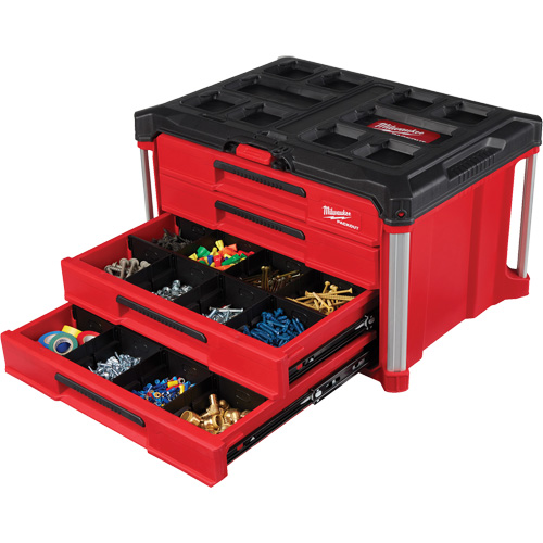 PackOut 4-Drawer Tool Box, 16-3/10" x 22-1/5" x 14-3/10", Red Dufferin Supply