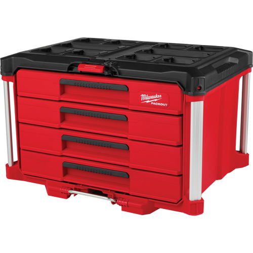 PackOut 4-Drawer Tool Box, 16-3/10" x 22-1/5" x 14-3/10", Red Dufferin Supply