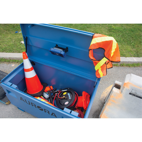 Coffre &agrave; outils de chantier, 60" x 24" x 27-1/2", Acier, Bleu Dufferin Supply