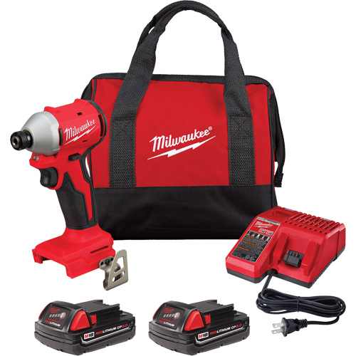 M18 Compact Brushless 3-Speed Hex Impact Driver Kit, Lithium-Ion, 18 V, 1/4" Chuck, 1700 in-lbs Torque Dufferin Supply