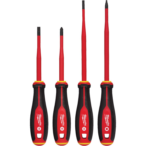 Jeu de tournevis isol&eacute;s &agrave; pointe &eacute;troite, 4 mcx, Magn&eacute;tique Dufferin Supply
