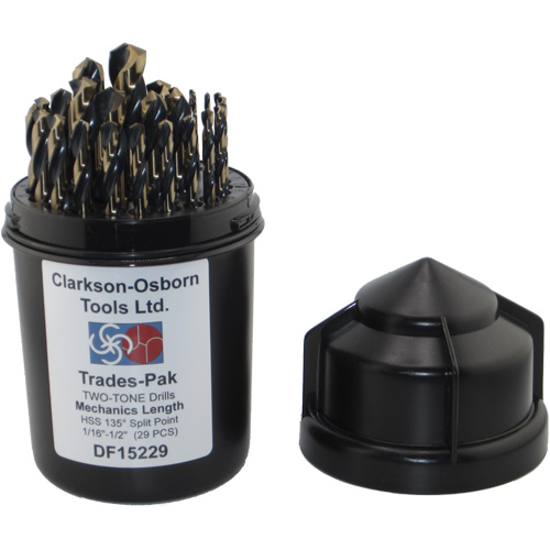 Jeu de forets de m&eacute;canicien 2 tons 29 mcx, Acier rapide Dufferin Supply