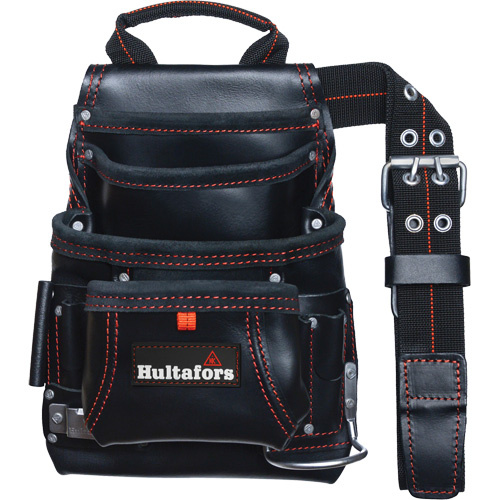 Carpenter's Nail & Tool Bag, Leather, 11 Pockets, Black Dufferin Supply