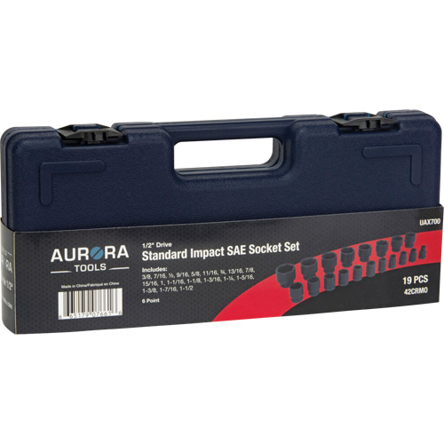 SAE Socket Set, 19 Pcs, Impact, 1/2" Drive Size Dufferin Supply