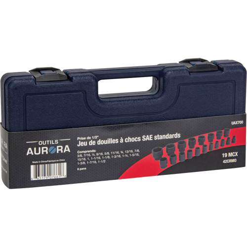 SAE Socket Set, 19 Pcs, Impact, 1/2" Drive Size Dufferin Supply