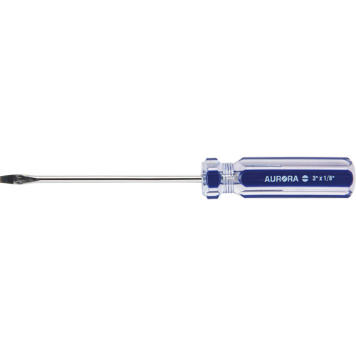 Tournevis &agrave; fente bleu transparent avec bandes , Tige de 1/8", Ronde, Prise en Plastique Dufferin Supply
