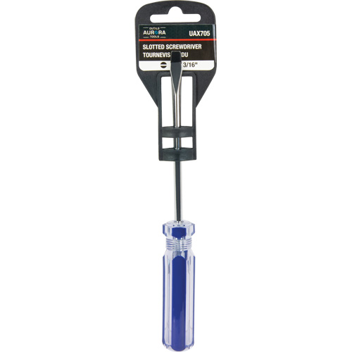 Tournevis &agrave; fente bleu transparent avec bandes, Tige de 3/16", Ronde, Prise en Plastique Dufferin Supply
