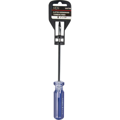 Tournevis &agrave; fente bleu transparent avec bandes, Tige de 1/4", Ronde, Prise en Plastique Dufferin Supply