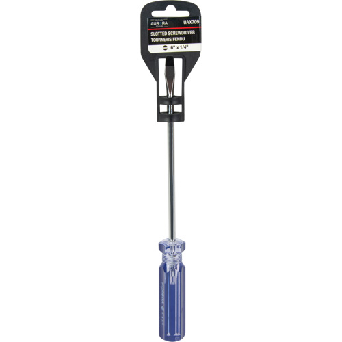 Tournevis &agrave; fente bleu transparent avec bandes, Tige de 1/4", Ronde, Prise en Plastique Dufferin Supply