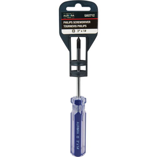 Tournevis Philips bleu transparent avec bandes, #1, Prise Plastique Dufferin Supply