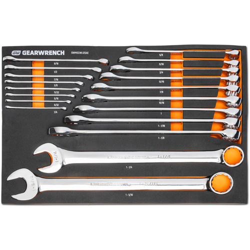 12-Point Long Pattern Combination SAE Wrench Set in Foam Storage Tray, Open-Ended, 19 Pieces, Imperial Dufferin Supply