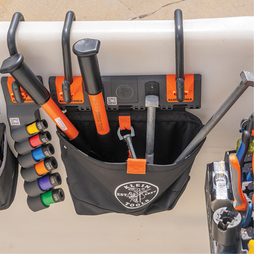Module de poche pour quincaillerie avec crochet en S Bucket Work Centre, Nylon, 1 pochettes, Noir/Orange Dufferin Supply