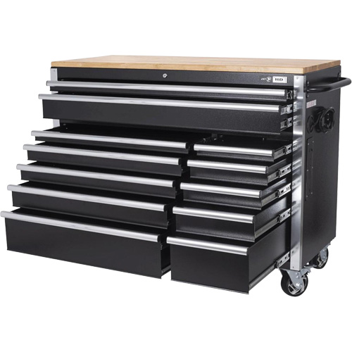 HDRC5212 HD Series Roller Cabinet, 12 Drawers, 51-1/4" W x 21" D x 40-3/10" H, Black Dufferin Supply